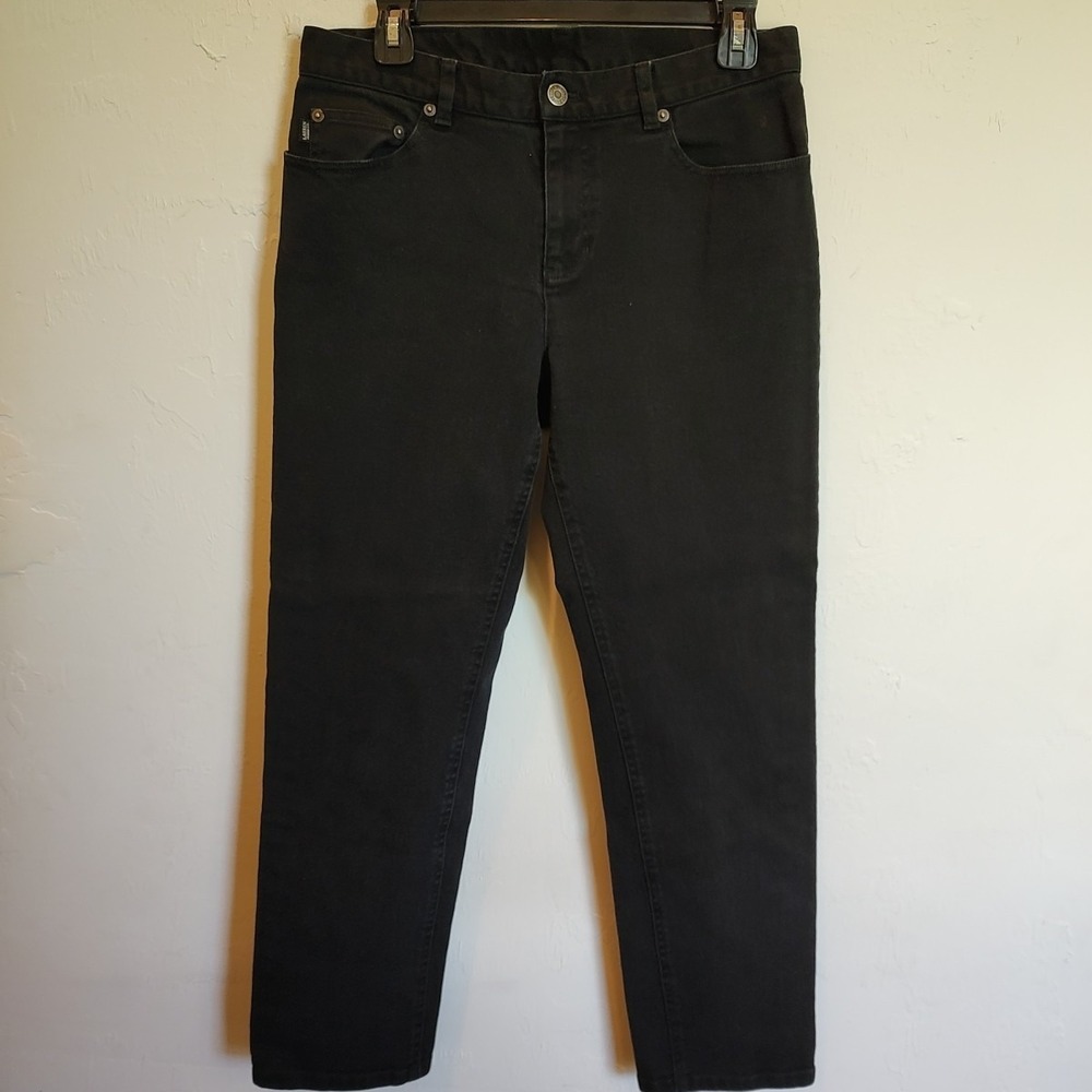 Lauren Jeans Ralph Lauren Black Straight Leg Womens Sz 10 Petite Stretch Y2K - Picture 1 of 8